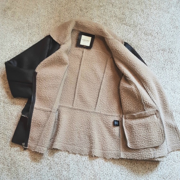 Women's Sherpa Lined Aviator Jacket Brown Faux Suede Sz S - Picture 9 of 14